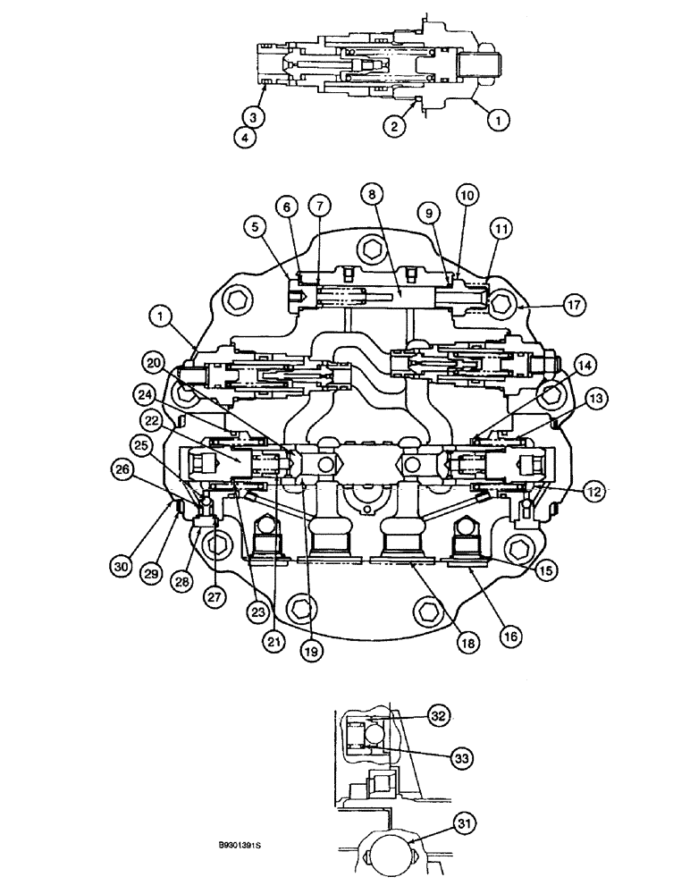 Схема запчастей Case 9010 - (6-08) - TRACK DRIVE MOTOR, COVER AND VALVES (06) - POWER TRAIN