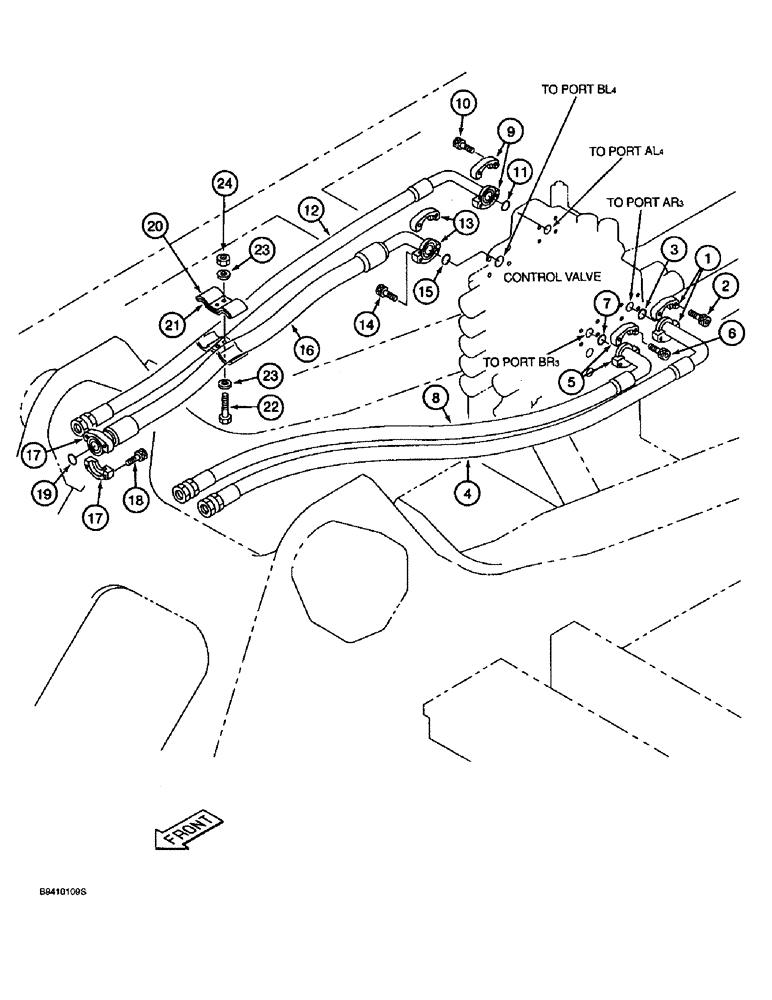 Схема запчастей Case 9030B - (8-066) - ARM AND BUCKET SUPPLY LINES (08) - HYDRAULICS