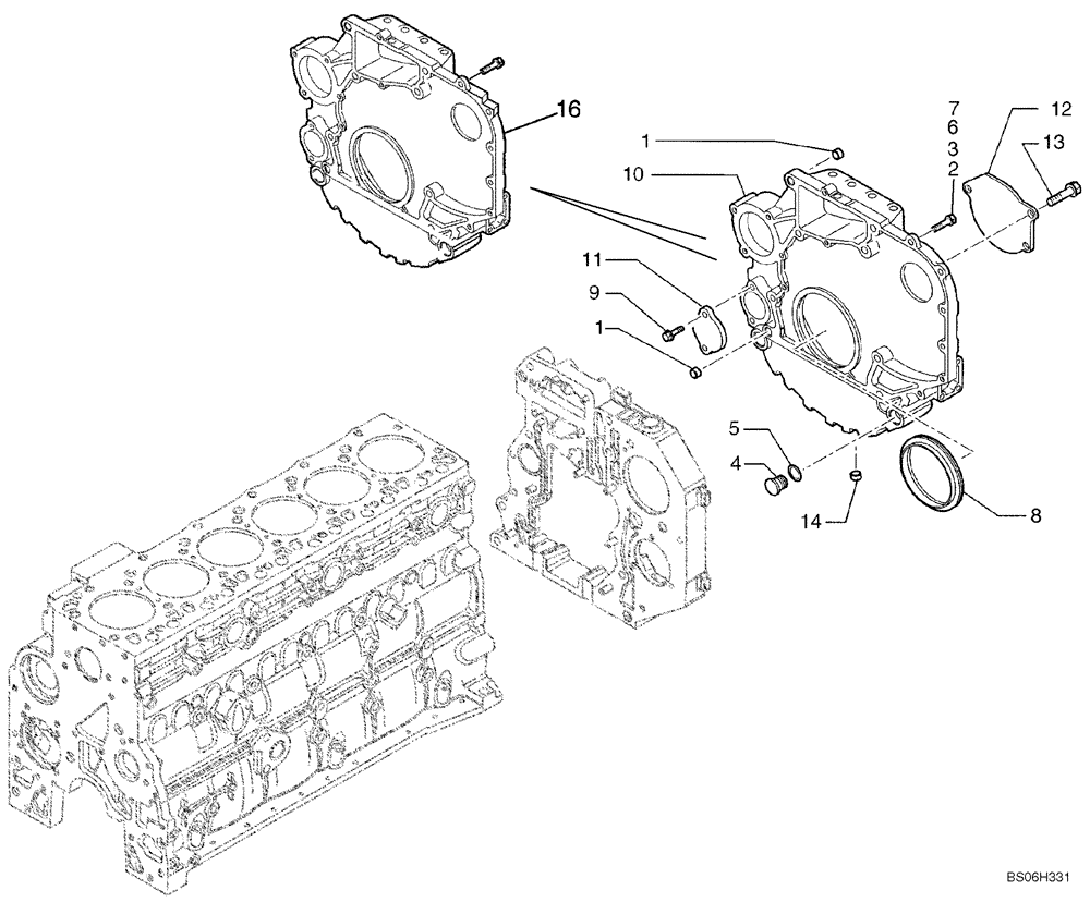 Схема запчастей Case 850K - (02-16) - CYLINDER BLOCK - COVERS (02) - ENGINE