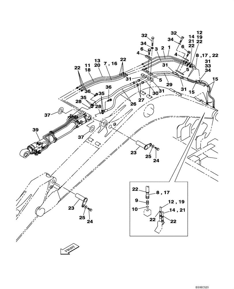 Схема запчастей Case CX330 - (08-018-00[01]) - HYDRAULICS - ARM CYLINDER, MODELS WITH LOAD HOLD (08) - HYDRAULICS