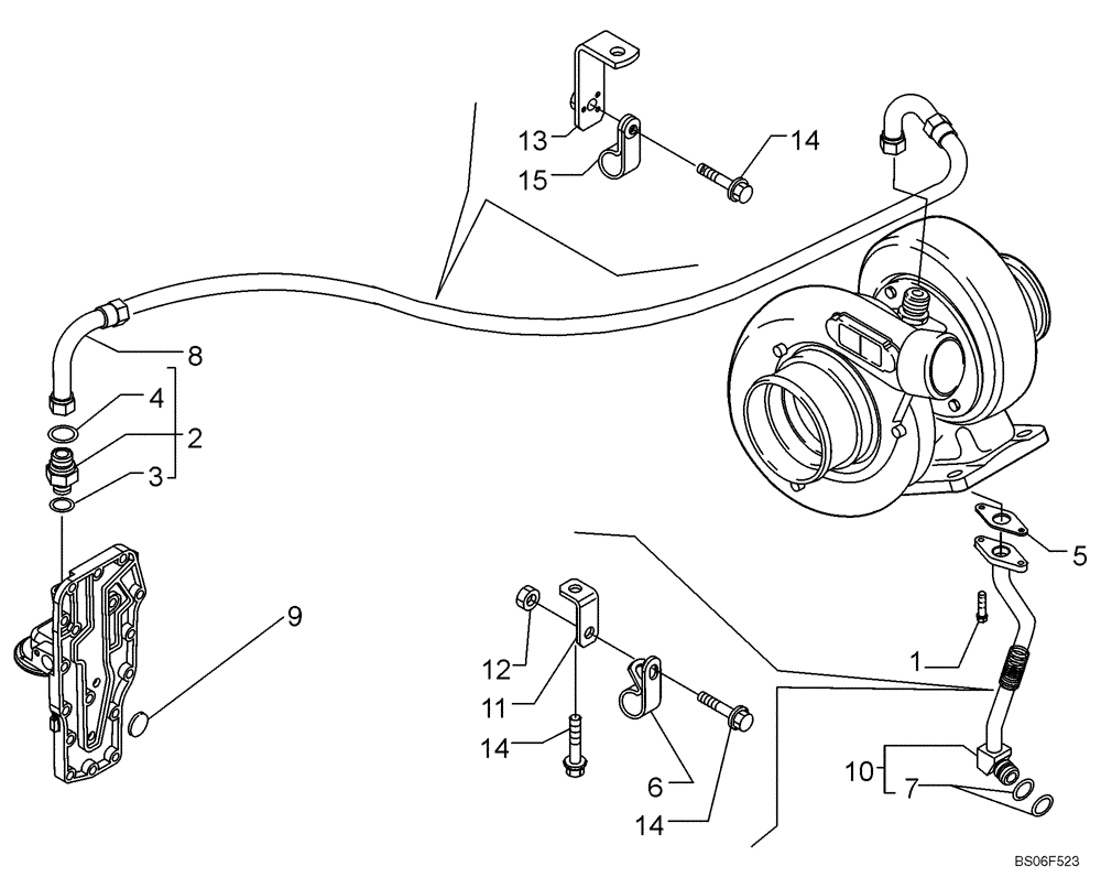 Схема запчастей Case 1150K - (02-41) - TURBOCHARGER DRAIN LINE (02) - ENGINE