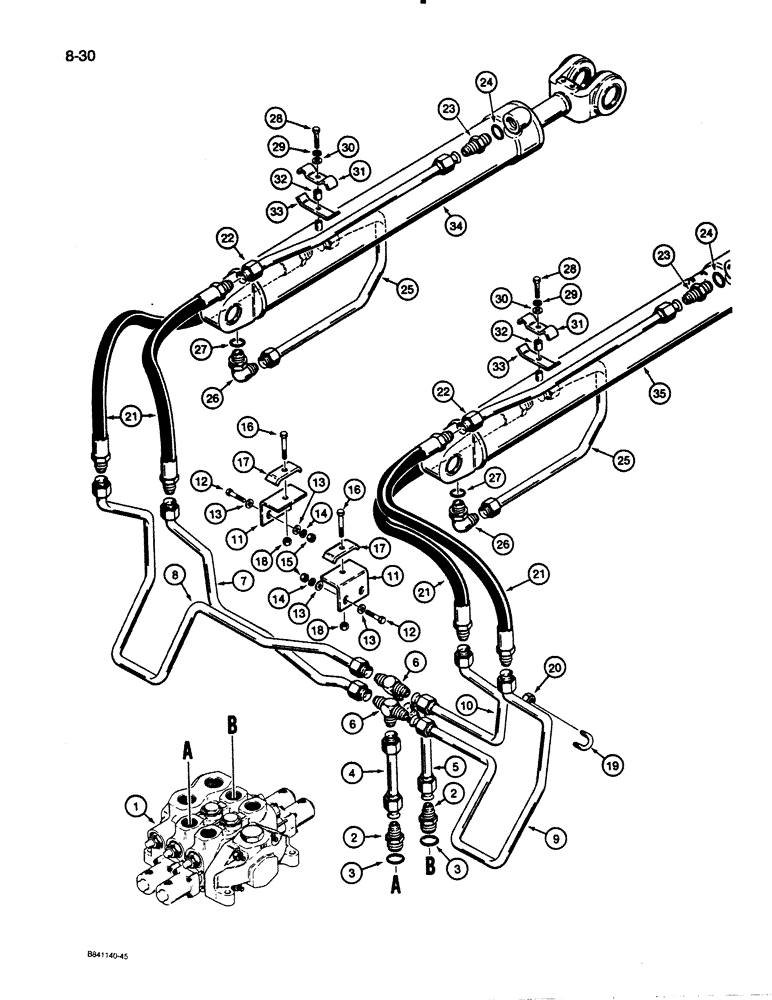 Схема запчастей Case W30 - (8-30) - LOADER BUCKET HYDRAULIC CIRCUIT (08) - HYDRAULICS