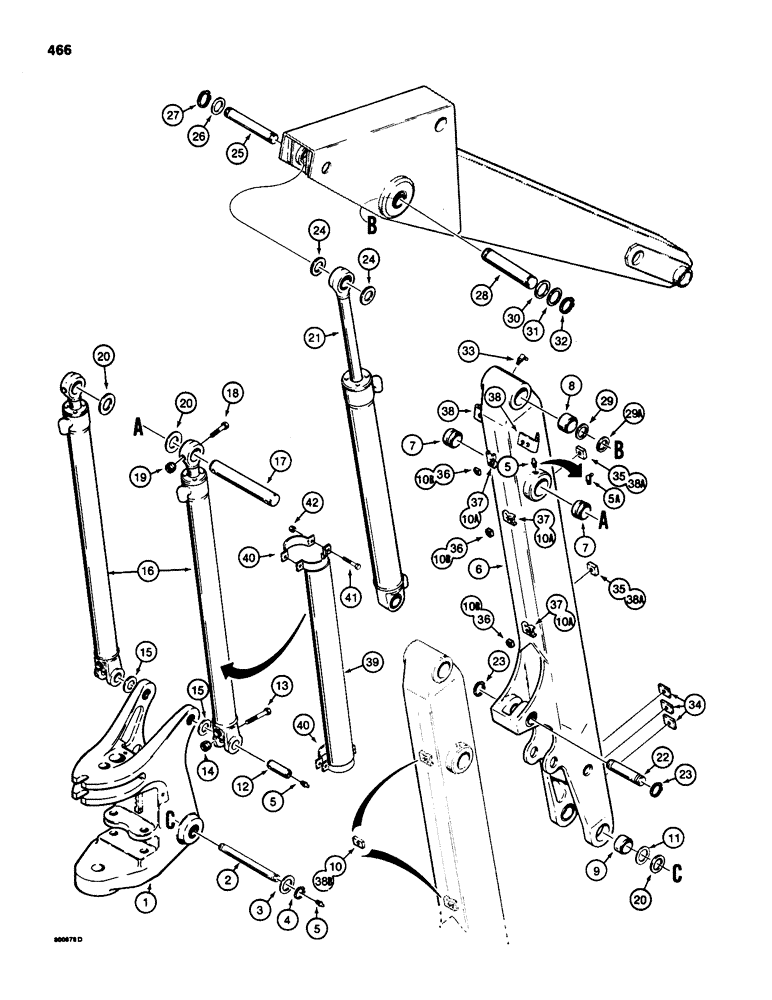 Схема запчастей Case 580D - (466) - BACKHOE SWING TOWER AND BOOM (09) - CHASSIS/ATTACHMENTS