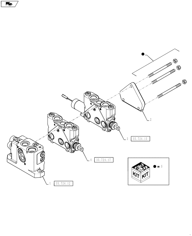 Схема запчастей Case 580SN WT - (35.724.09[04]) - VALVE - LOADER CONTROL, TWO SPOOL (PILOT CONTROLS) (580SN, 580SN WT, 590SN) (35) - HYDRAULIC SYSTEMS