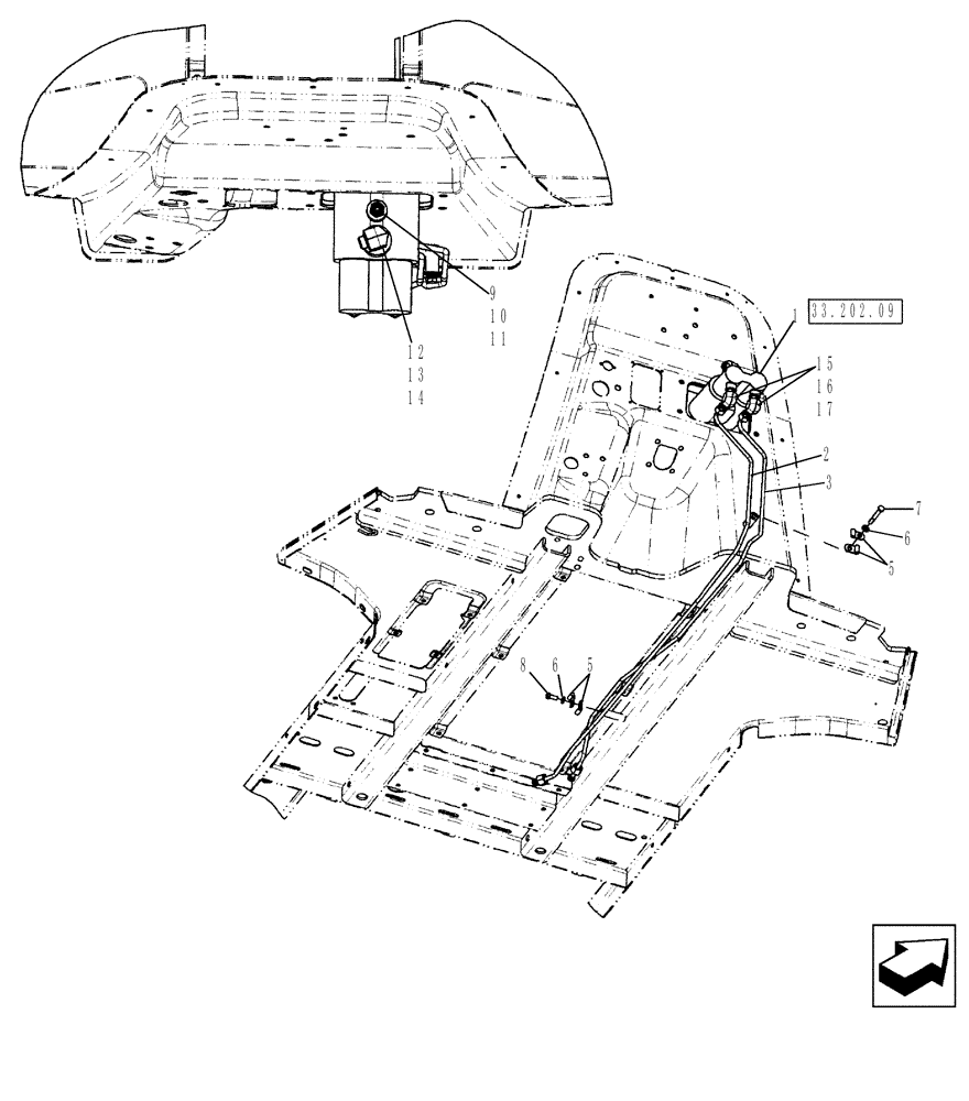 Схема запчастей Case 580SM - (33.202.14) - HYDRAULICS - BRAKE MASTER CYLINDER (33) - BRAKES & CONTROLS