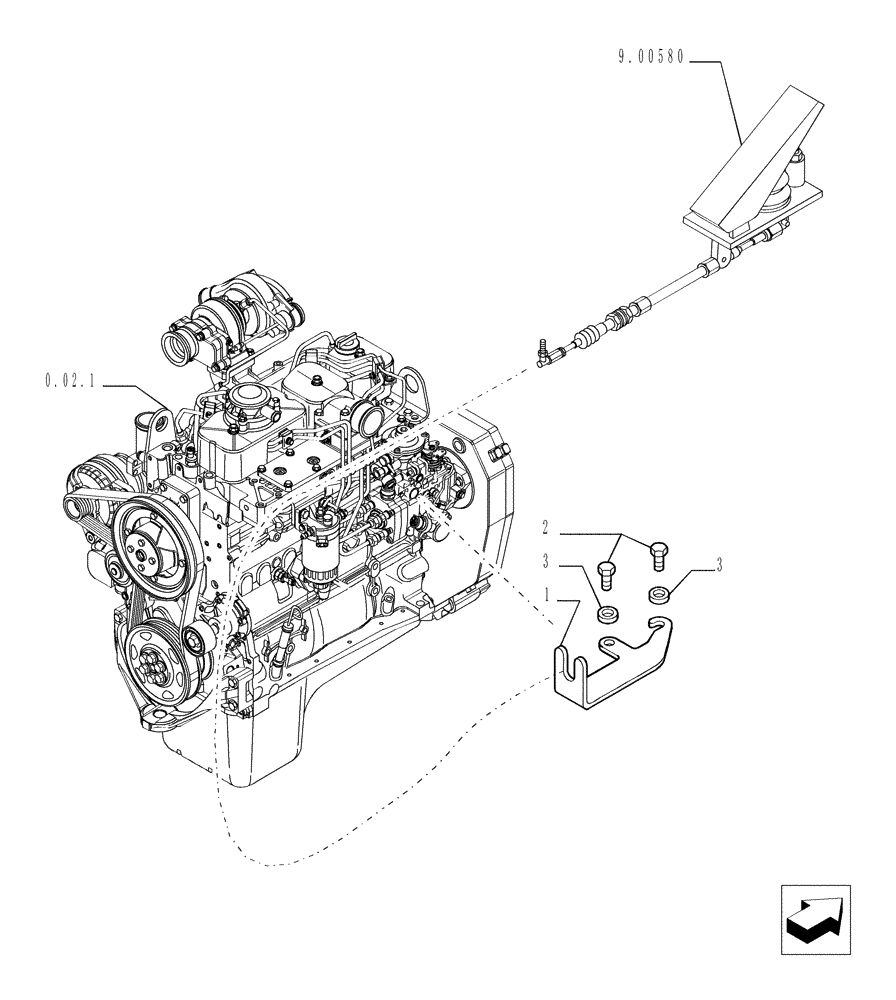 Схема запчастей Case TX1055 - (1.10.1[01]) - THROTTLE CONTROL (10) - ENGINE