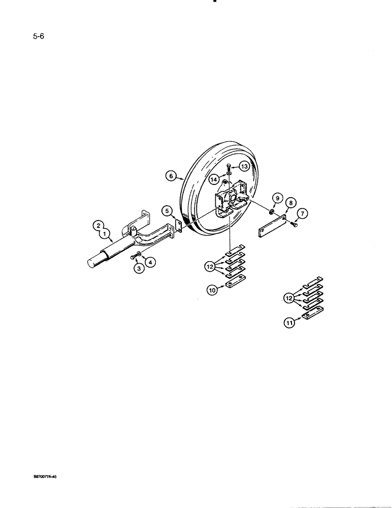 Схема запчастей Case 455C - (5-06) - TRACK ADJUSTER AND IDLER MOUNTING (11) - TRACKS/STEERING