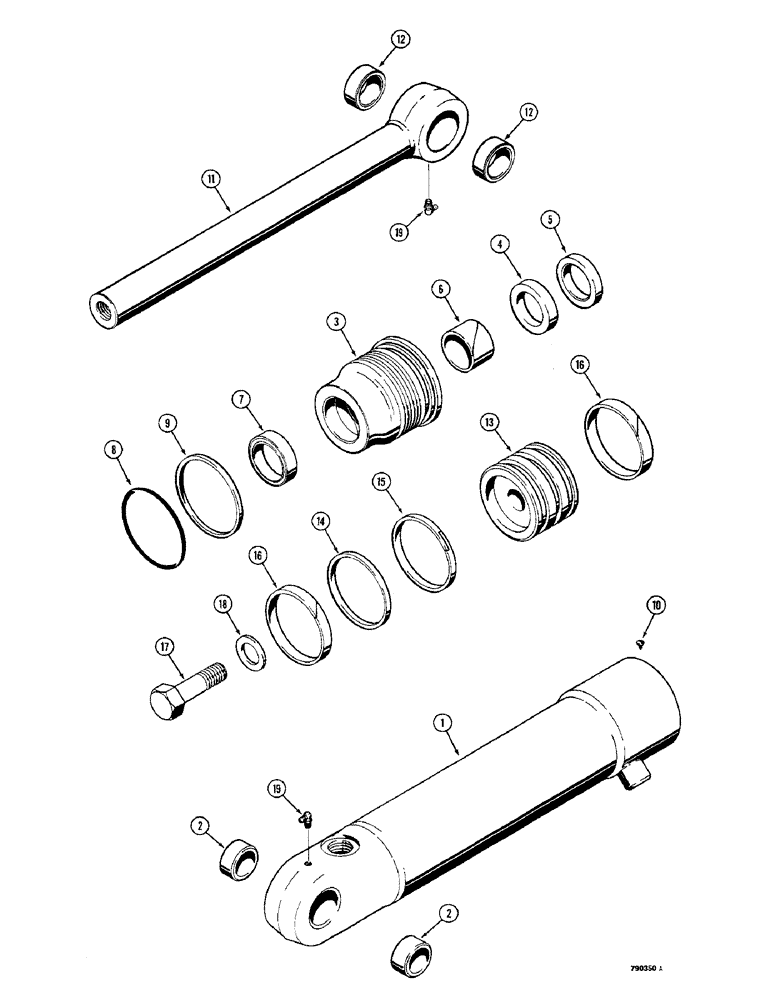 Схема запчастей Case 350 - (252) - G101190 AND G101191 BUCKET CLAM CYLINDERS, WITH ONE PIECE PISTON (07) - HYDRAULIC SYSTEM