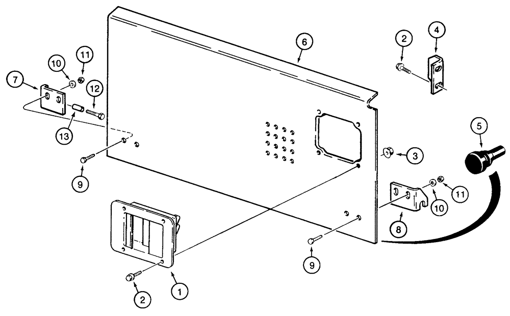 Схема запчастей Case 855E - (9-036) - REAR ACCESS COVER, USED ON MODELS WITH A BACKHOE ONLY (09) - CHASSIS/ATTACHMENTS