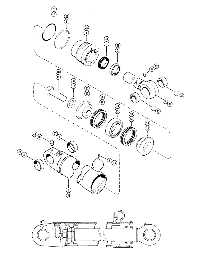 Схема запчастей Case 36 - (81A) - G34323 CROWD CYL. 4-1/2" DIA. CYL. W/40-1/8" STROKE & 2-1/2" DIA. ROD GLAND W/O ENTER BEARING 