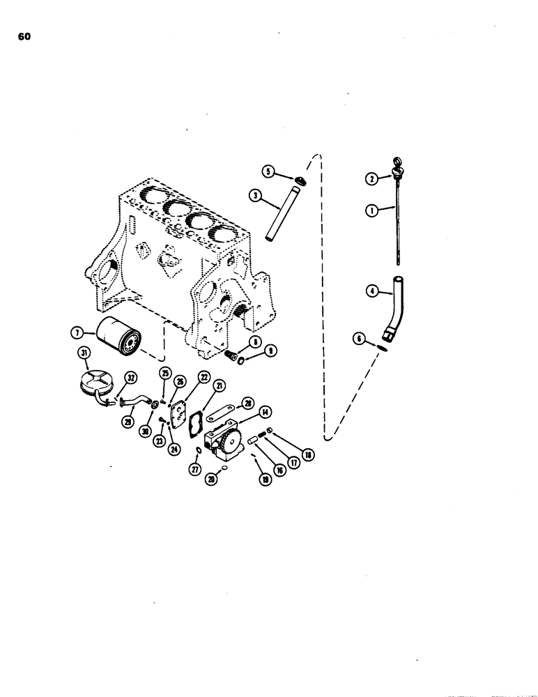 Схема запчастей Case 480B - (060) - DIPSTICK AND OIL FILTER, (148B) SPARK IGNITION ENGINE 