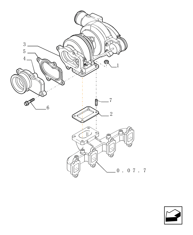 Схема запчастей Case TX742 - (0.24.0/A[01]) - TURBOCHARGER - VERSION (02) (10) - ENGINE