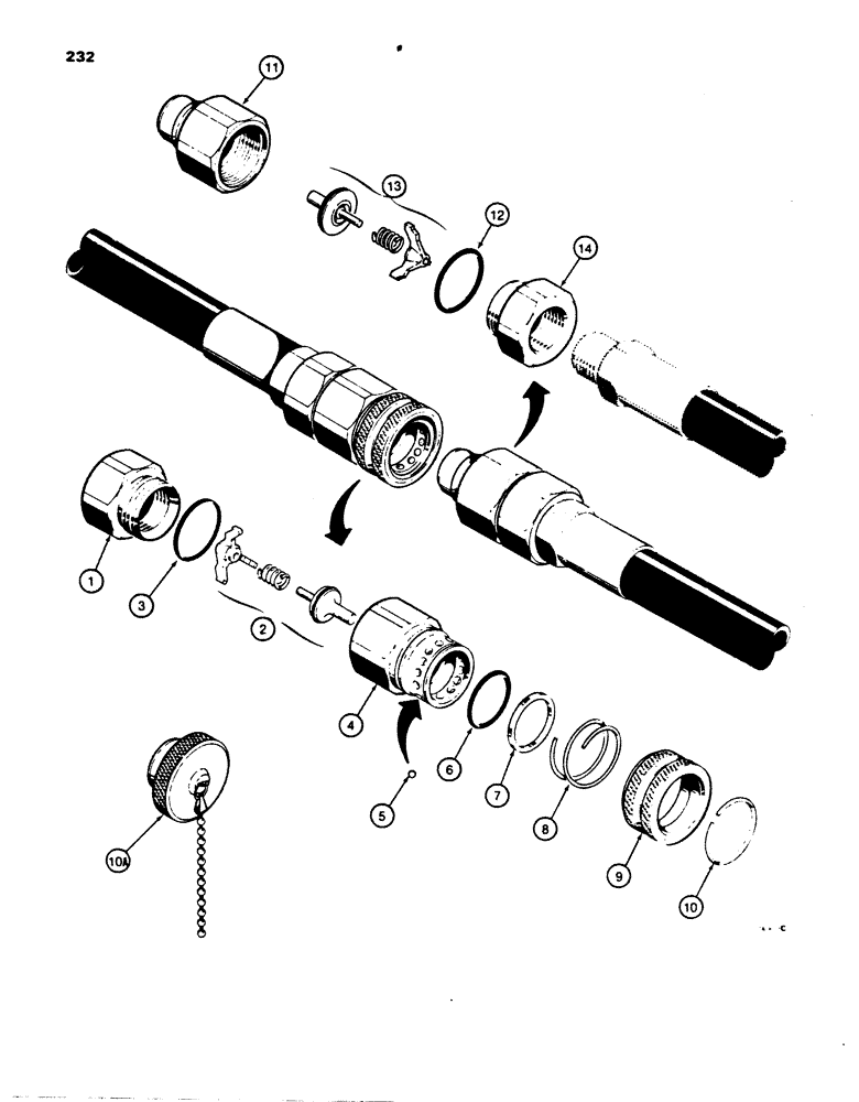 Схема запчастей Case 850B - (232) - HYDRAULIC QUICK DISCONNECT COUPLINGS, D52800 FEMALE COUPLING (07) - HYDRAULIC SYSTEM