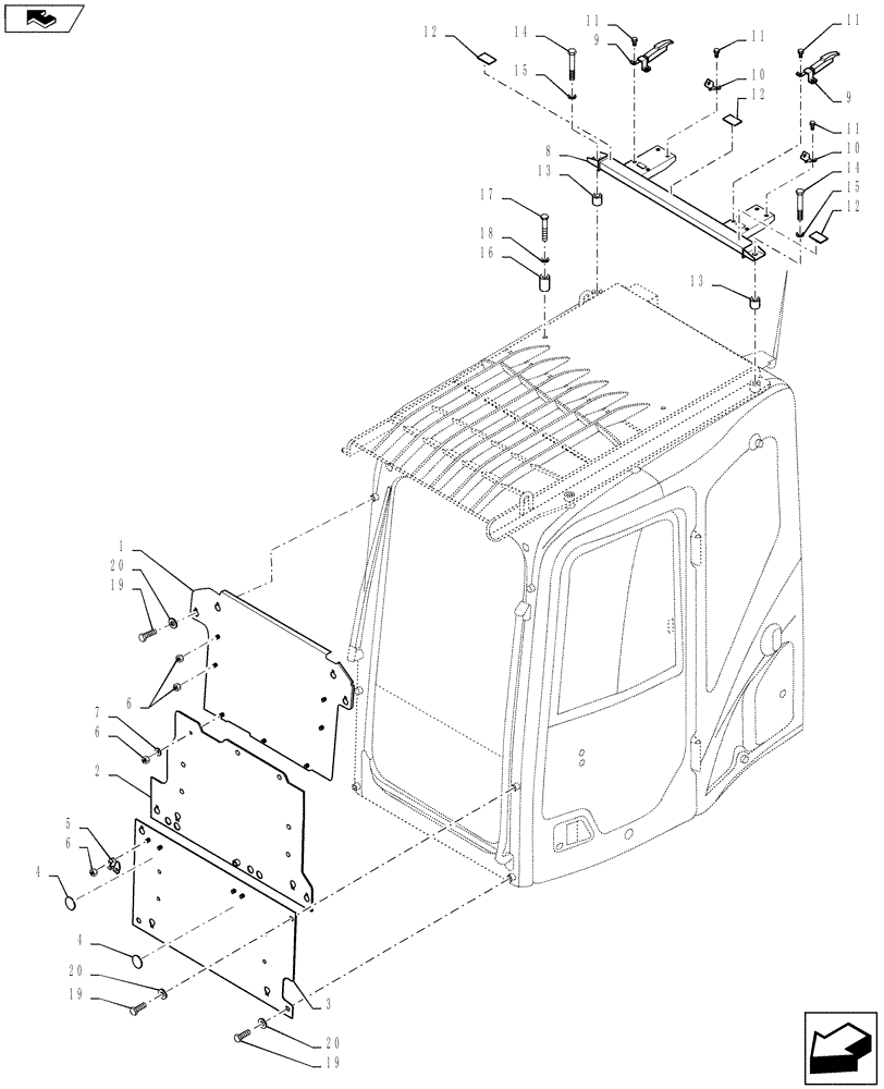 Схема запчастей Case CX235C SR - (90.116.06) - COVER CAB GUARD (90) - PLATFORM, CAB, BODYWORK AND DECALS