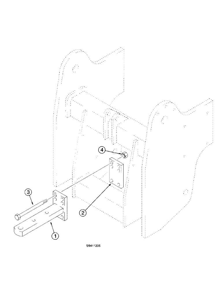 Схема запчастей Case 580L - (9-058) - RIGID DRAWBAR USED WITH THREE-POINT HITCH, 570LXT MODELS (09) - CHASSIS/ATTACHMENTS