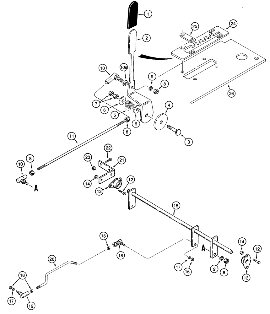 Схема запчастей Case 1835C - (3-06) - DIESEL ENGINE CONTROLS MODELS WITH CROSSOVER SHAFT (ITEM 15) (03) - FUEL SYSTEM