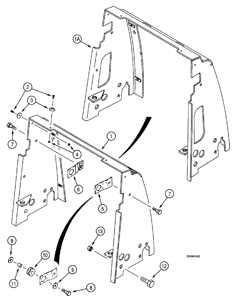 Схема запчастей Case 590SL - (9-57) - RADIATOR WRAPPER (09) - CHASSIS/ATTACHMENTS