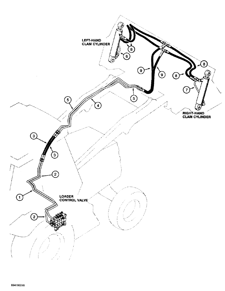 Схема запчастей Case 580L - (1-016) - PICTORIAL INDEX, LOADER HYDRAULICS, CLAM CYLINDER (00) - PICTORIAL INDEX