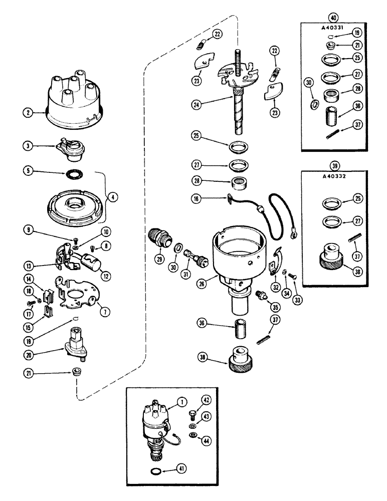 Схема запчастей Case 680CK - (082) - DISTRIBUTOR, (251) SPARK IGNITION ENGINE (55) - ELECTRICAL SYSTEMS