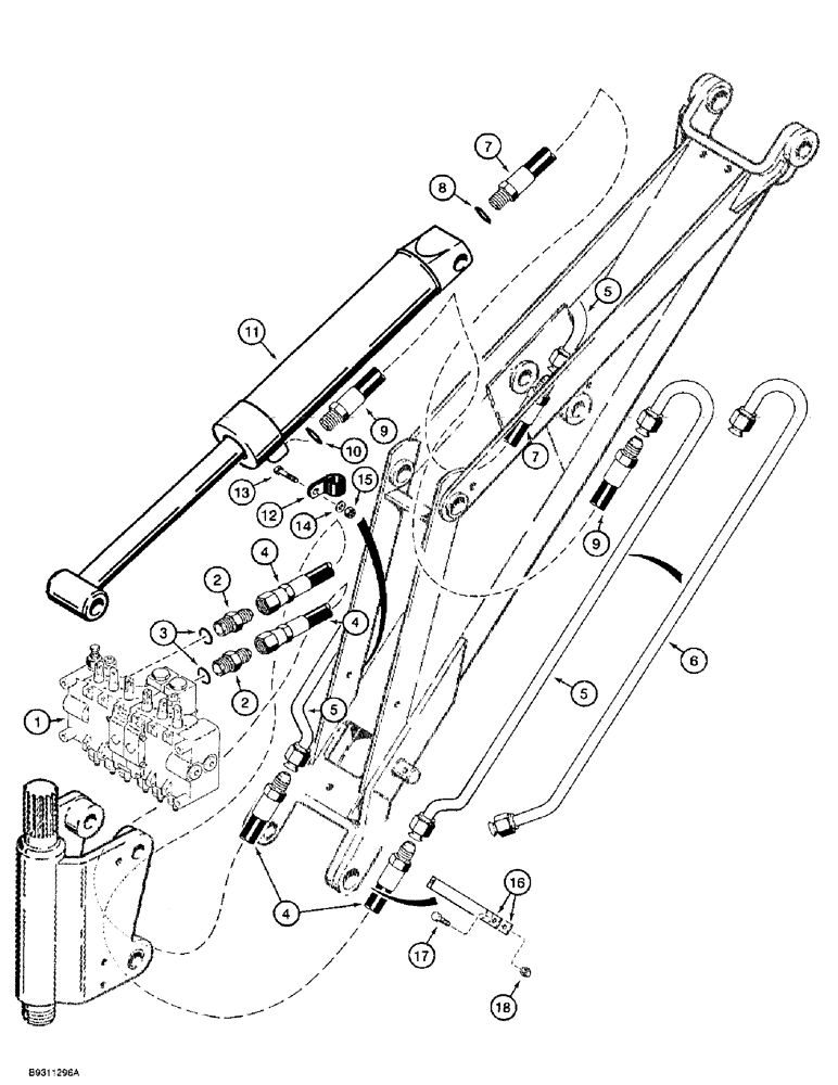 Схема запчастей Case 1838 - (8-34) - BACKHOE BOOM CYLINDER HYDRAULIC CIRCUIT, D100 OR D100XR BACKHOE (08) - HYDRAULICS