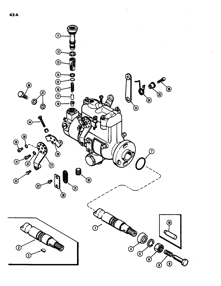 Схема запчастей Case 480B - (043A) - FUEL INJECTION PUMP, (188) DIESEL ENGINE, FIRST USED ENGINE SERIAL NUMBER 2716911 