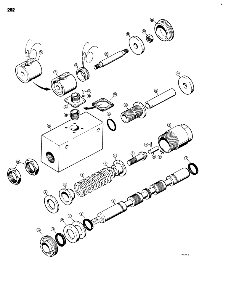 Схема запчастей Case 680G - (262) - LOADER CONTROL VALVE, BUCKET TILT SPOOL (08) - HYDRAULICS