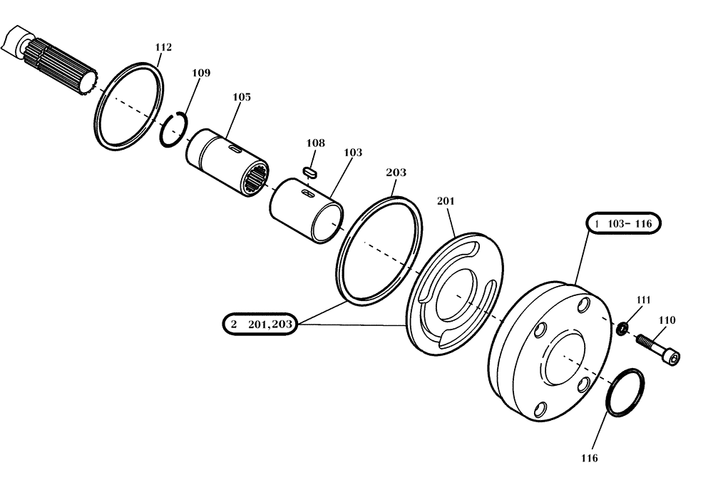 Схема запчастей Case 21D - (22.052[001]) - GEAR PUMP (S/N 561101-UP) No Description