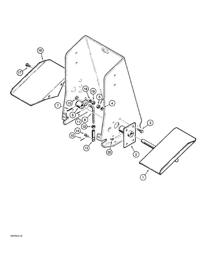 Схема запчастей Case 480F - (9-036) - BACKHOE EXTENDABLE DIPPER CONTROL, HAND SWING MODELS (09) - CHASSIS/ATTACHMENTS