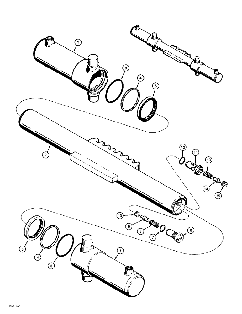 Схема запчастей Case 1838 - (8-62) - SWING CYLINDER, D100 OR D100XR BACKHOE (08) - HYDRAULICS