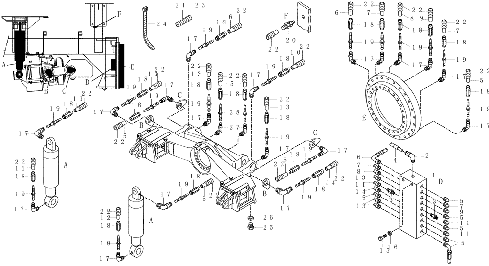 Схема запчастей Case 325 - (6.758A[01]) - CENTRALIZED LUBRICATION - FRONT FRAME (09) - Implement / Hydraulics / Frame / Brakes