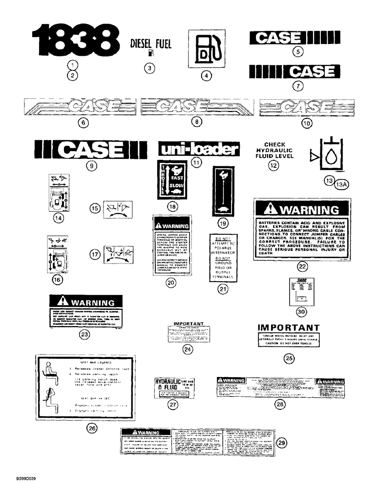 Схема запчастей Case 1838 - (9-32) - DECALS* (09) - CHASSIS/ATTACHMENTS