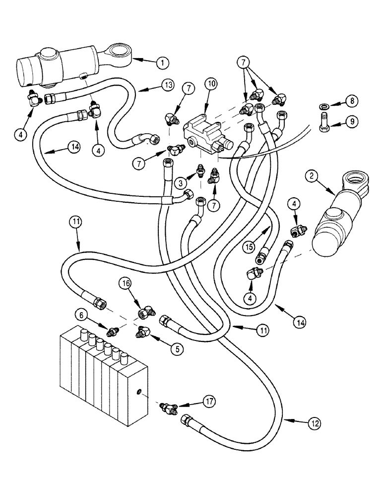 Схема запчастей Case 580SK - (8-158) - HYDRAULIC CIRCUIT SWING CYLINDER, S/N JJH0045880 AND UP, NOT FOR PRESTIGE, SIDESHIFT BACKHOE (08) - HYDRAULICS