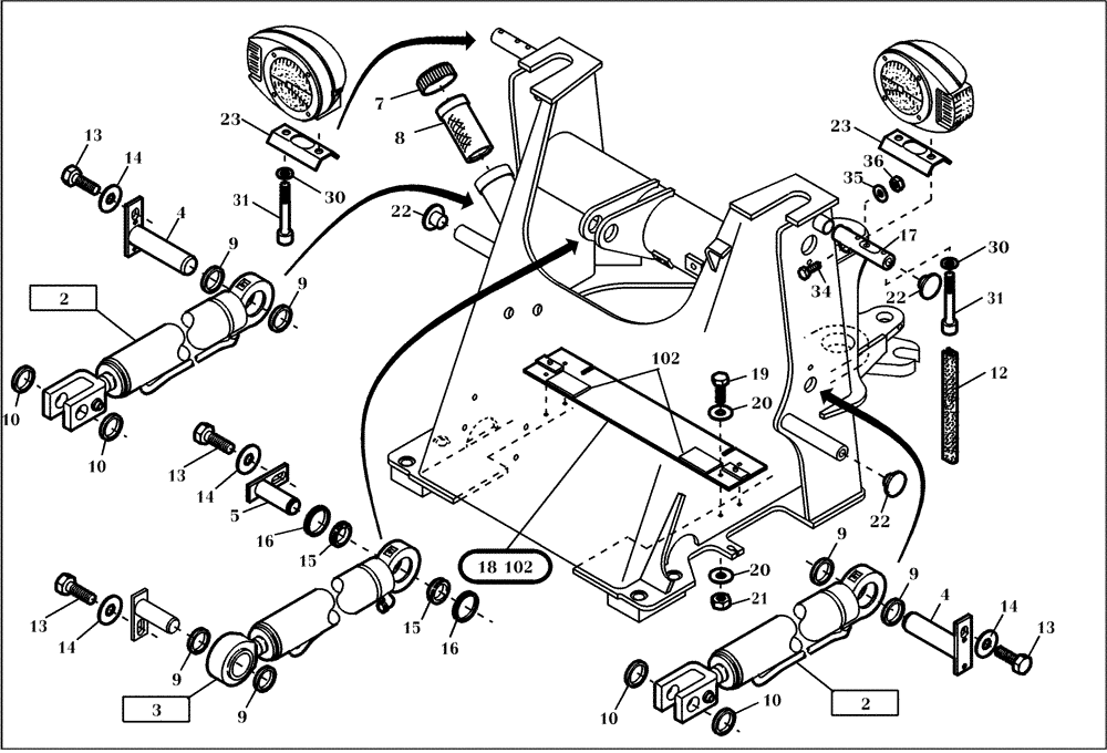 Схема запчастей Case 221D - (01.400[001]) - FRONT FRAME COMPONENTS (S/N 581101-581201) (39) - FRAMES AND BALLASTING