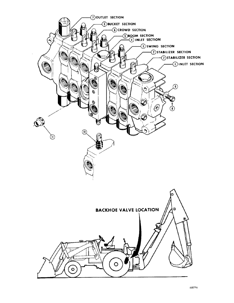 Схема запчастей Case 680CK - (242) - L42904 BACKHOE CONTROL VALVE (35) - HYDRAULIC SYSTEMS