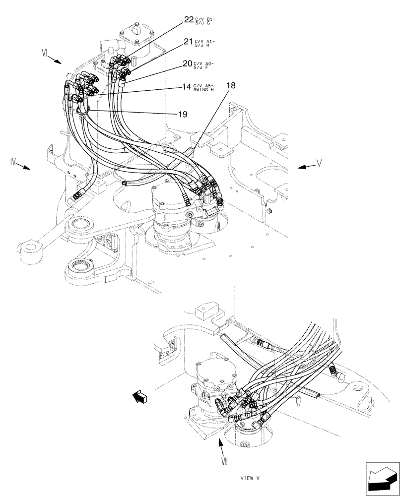 Схема запчастей Case CX36B - (01-038[02]) - HYD LINES, UPP (35) - HYDRAULIC SYSTEMS