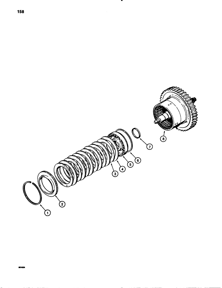 Схема запчастей Case 780B - (158) - TRANSMISSION THIRD CLUTCH SHAFT AND DRUM ASSEMBLY (06) - POWER TRAIN