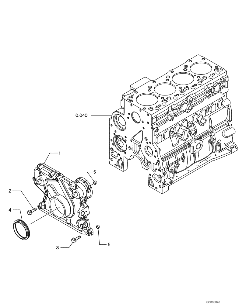 Схема запчастей Case 521D - (0.043[02]) - CYLINDER BLOCK - COVERS (02) - ENGINE