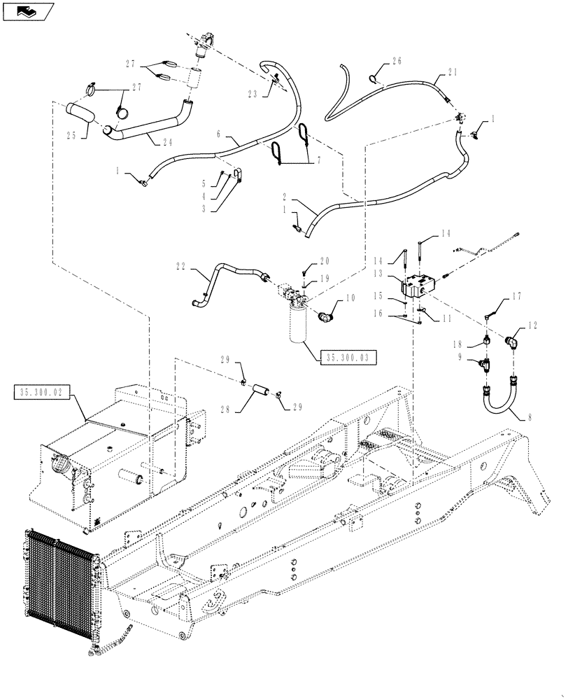 Схема запчастей Case 588H - (35.540.00) - HYDRAULIC LINE INSTALLATION (35) - HYDRAULIC SYSTEMS