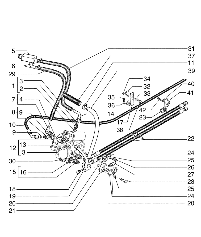 Схема запчастей Case 885B AWD - (08-31[01]) - FRONT WHEEL DRIVE HYDRAULIC PUMP - HYDRAULIC CIRCUIT (08) - HYDRAULICS