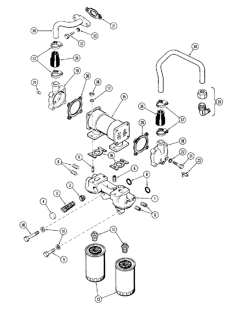 Схема запчастей Case 980 - (026) - OIL FILTER & HEAT EXCHANGER, (504BDT) DIESEL ENGINE (01) - ENGINE