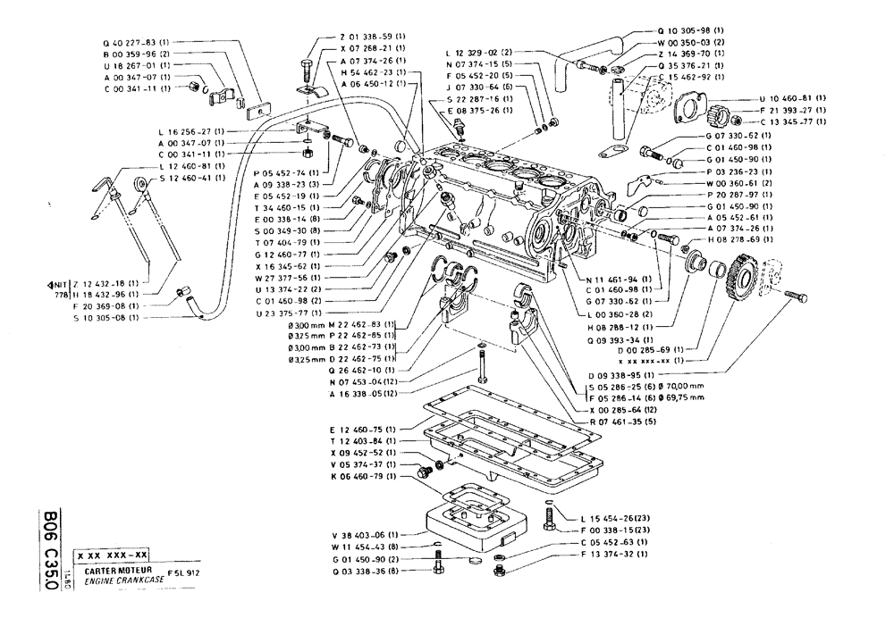 Схема запчастей Case 75C - (B06 C35.0) - ENGINE CRANKCASE - F5L 912 (01) - ENGINE