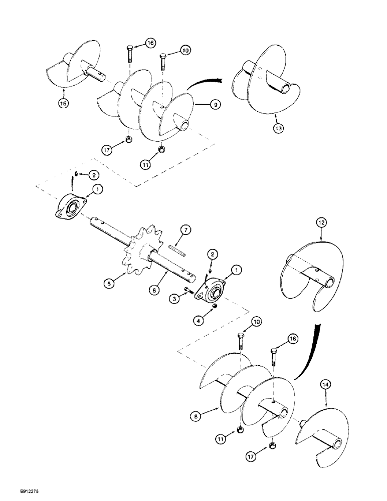 Схема запчастей Case 860 - (9-076) - AUGER AND MOUNTING (09) - CHASSIS/ATTACHMENTS