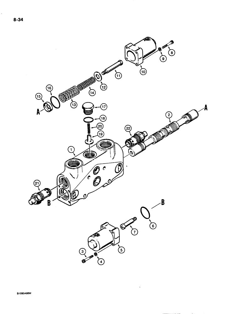 Схема запчастей Case 621 - (8-34) - LOADER BUCKET TILT SECTION, 1978296C1 (08) - HYDRAULICS