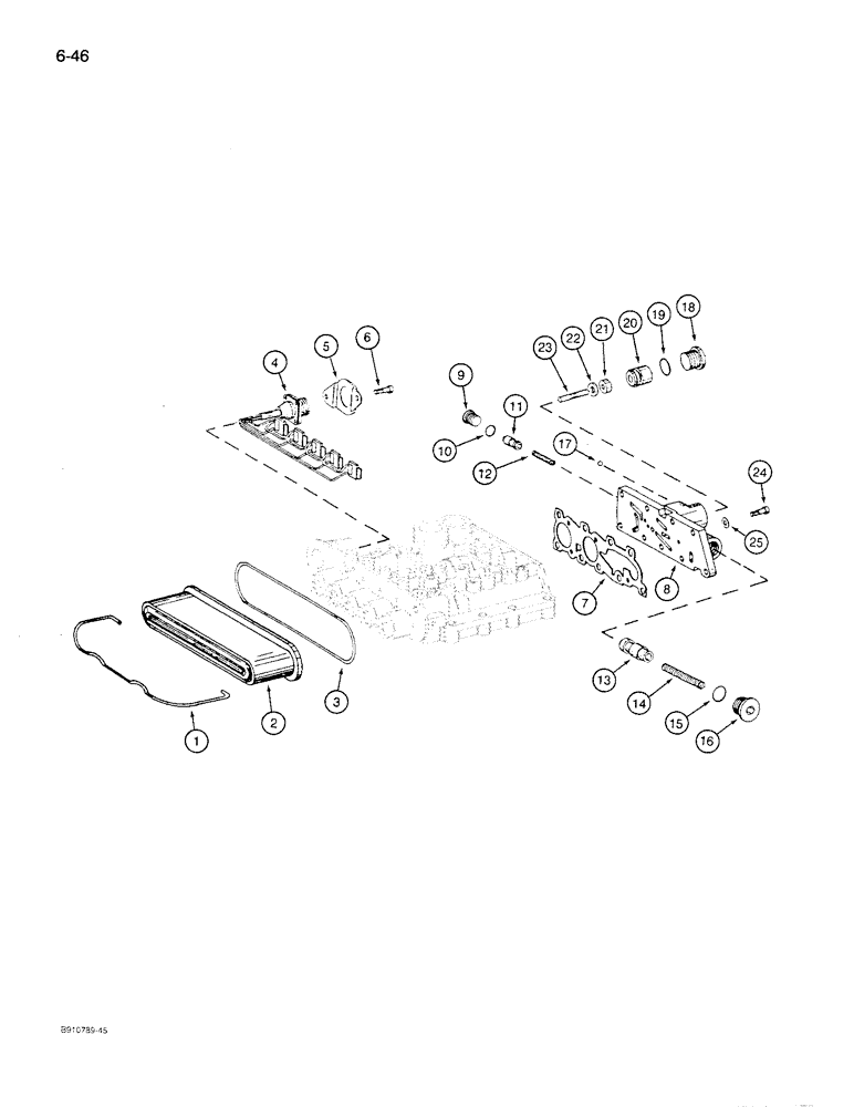 Схема запчастей Case 621 - (6-46) - TRANSMISSION ASSEMBLY, CONTROL VALVE COVERS AND HARNESS, P.I.N. JAK0027512 AND AFTER (06) - POWER TRAIN