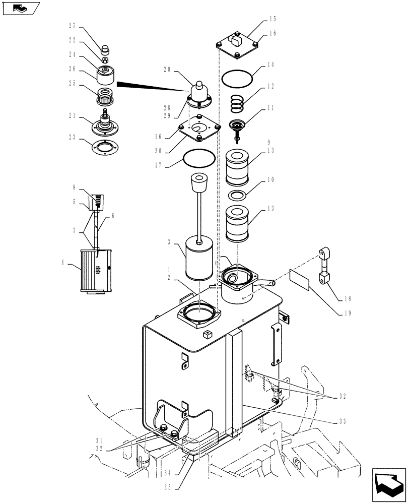 Схема запчастей Case CX55BMSR - (01-014[00]) - HYD TANK INSTALL (NIBBLER & BREAKER) (35) - HYDRAULIC SYSTEMS