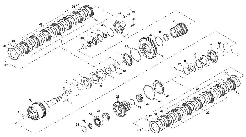 Схема запчастей Case 330 - (18A00020576[02]) - GEAR BOX - CLUTCH ASSEMBLY K2/KR (87450707) (03) - Converter / Transmission