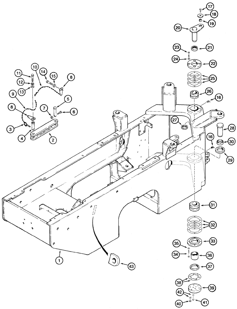 Схема запчастей Case 821C - (09-07) - FRAME, REAR PIVOT (09) - CHASSIS