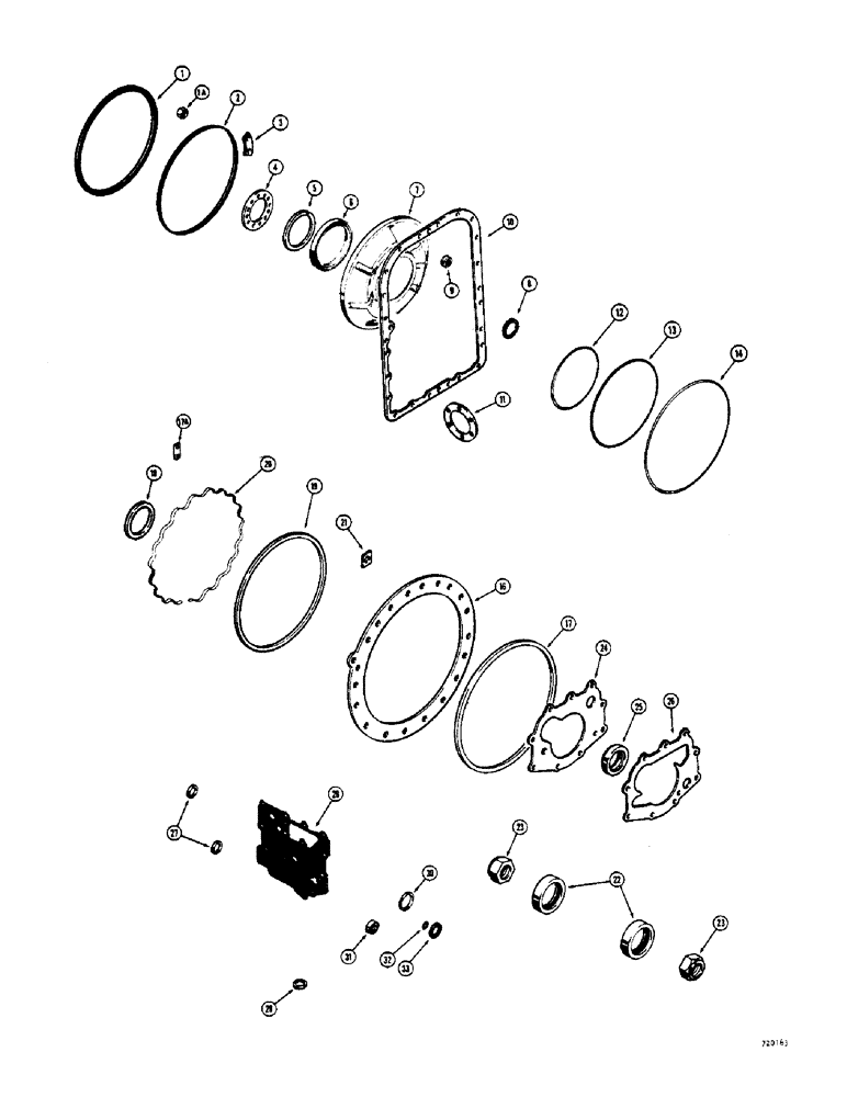 Схема запчастей Case 600 - (126) - TRANSMISSION OVERHAUL GASKET KIT (03) - TRANSMISSION