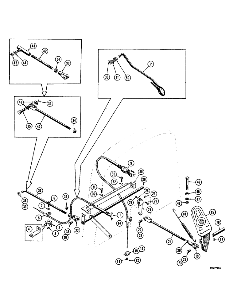 Схема запчастей Case 1000 - (090) - THROTTLE CONTROL LINKAGE (01) - ENGINE