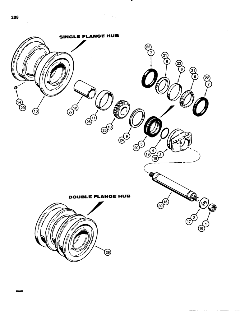 Схема запчастей Case 1150C - (208) - CASE-MADE TRACK ROLLERS, R25660 TRACK ROLLER - SINGLE FLANGE (11) - TRACKS/STEERING